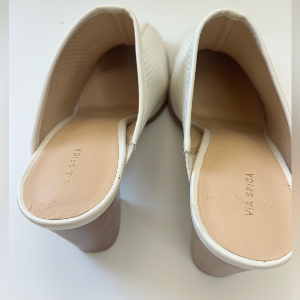Via Spiga Salmah Milk Mules Ivory Slip-On Block Heel Shoes - Picture 9 of 11
